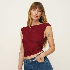Reformation Red Textured Sleeveless Top